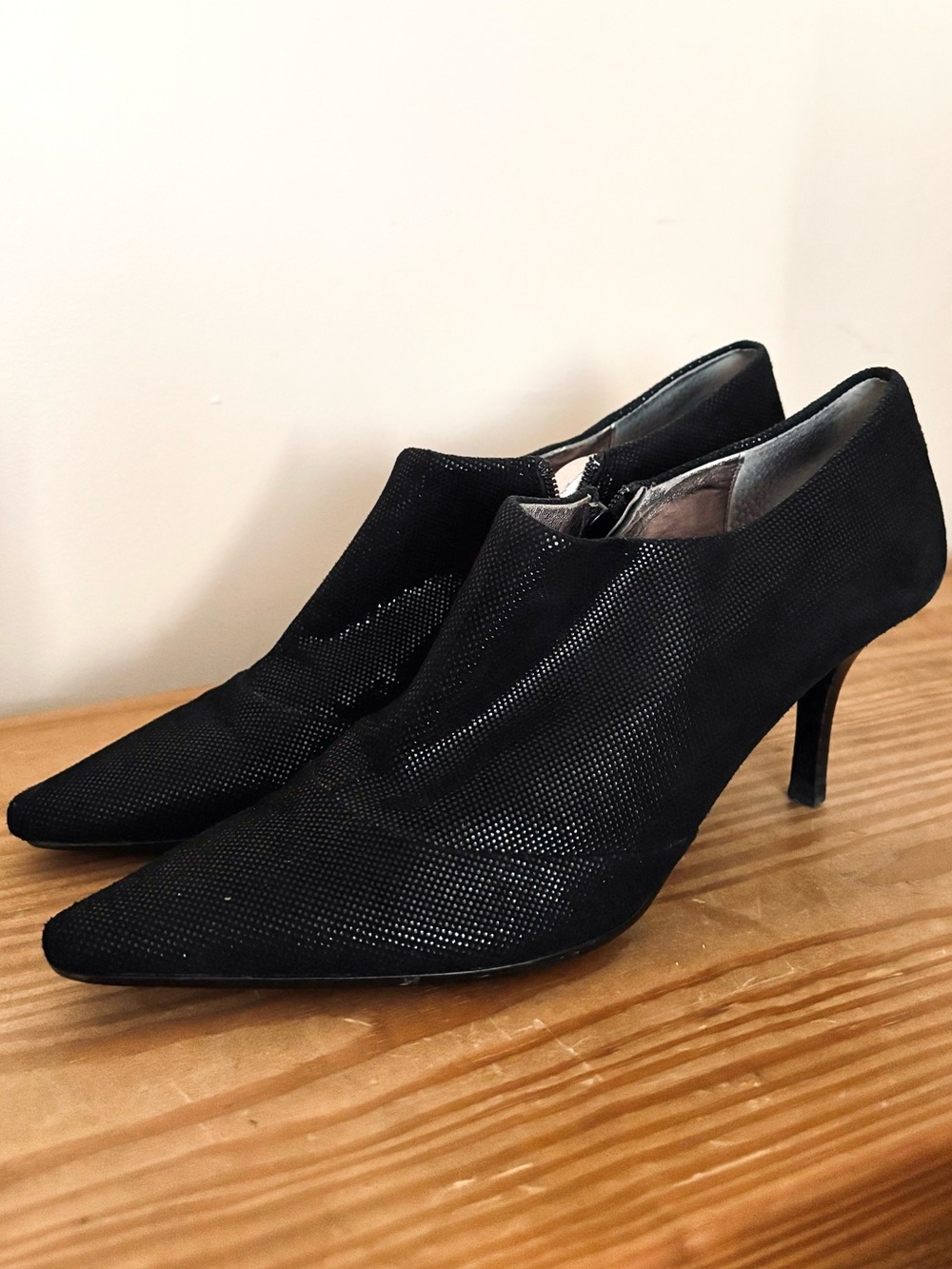 Calvin Klein Dixie Black Sparkle Ankle Boot Heels